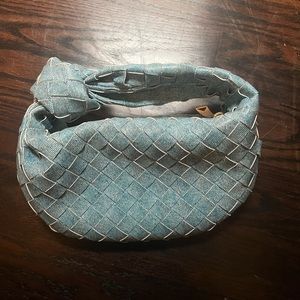 Woven “denim” leather knot
